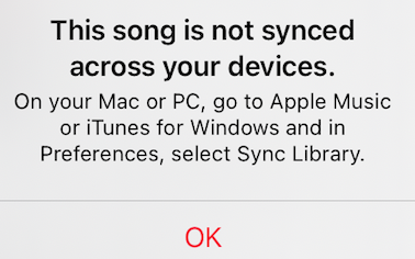 Apple Music song not synced