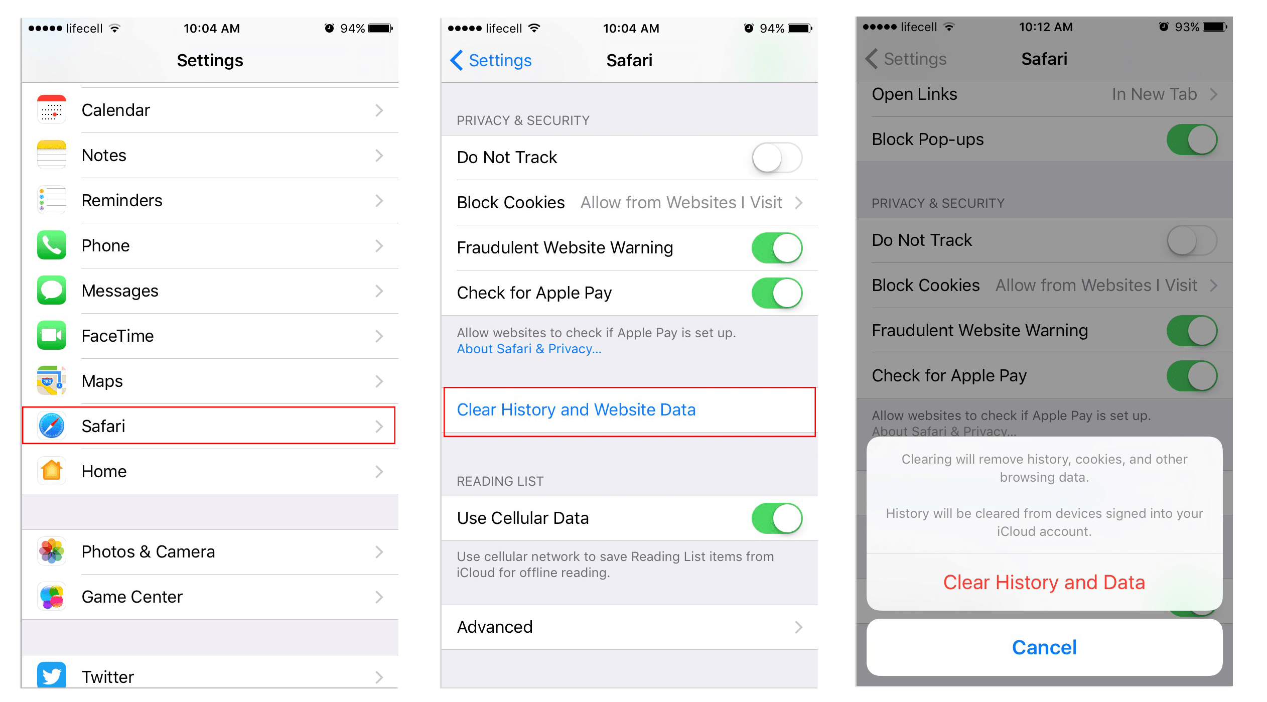 How to delete search history on iPhone?