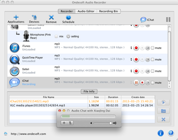 registra le conversazioni di iChat su MP3 su Mac