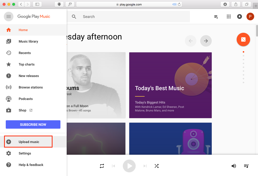 envie músicas do iTunes para o google play music