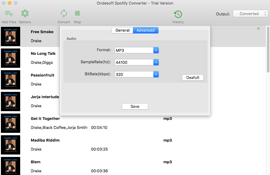 Spotify para mp3, m4a, wav, flac