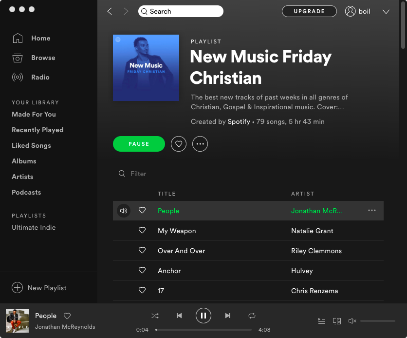 selecionar canções do spotify