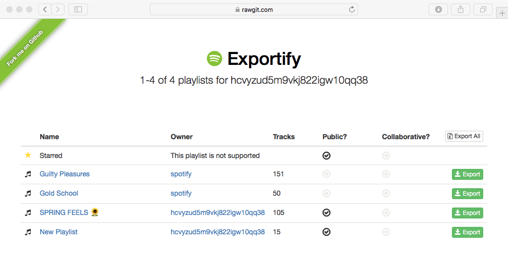 spotify playlist export csv