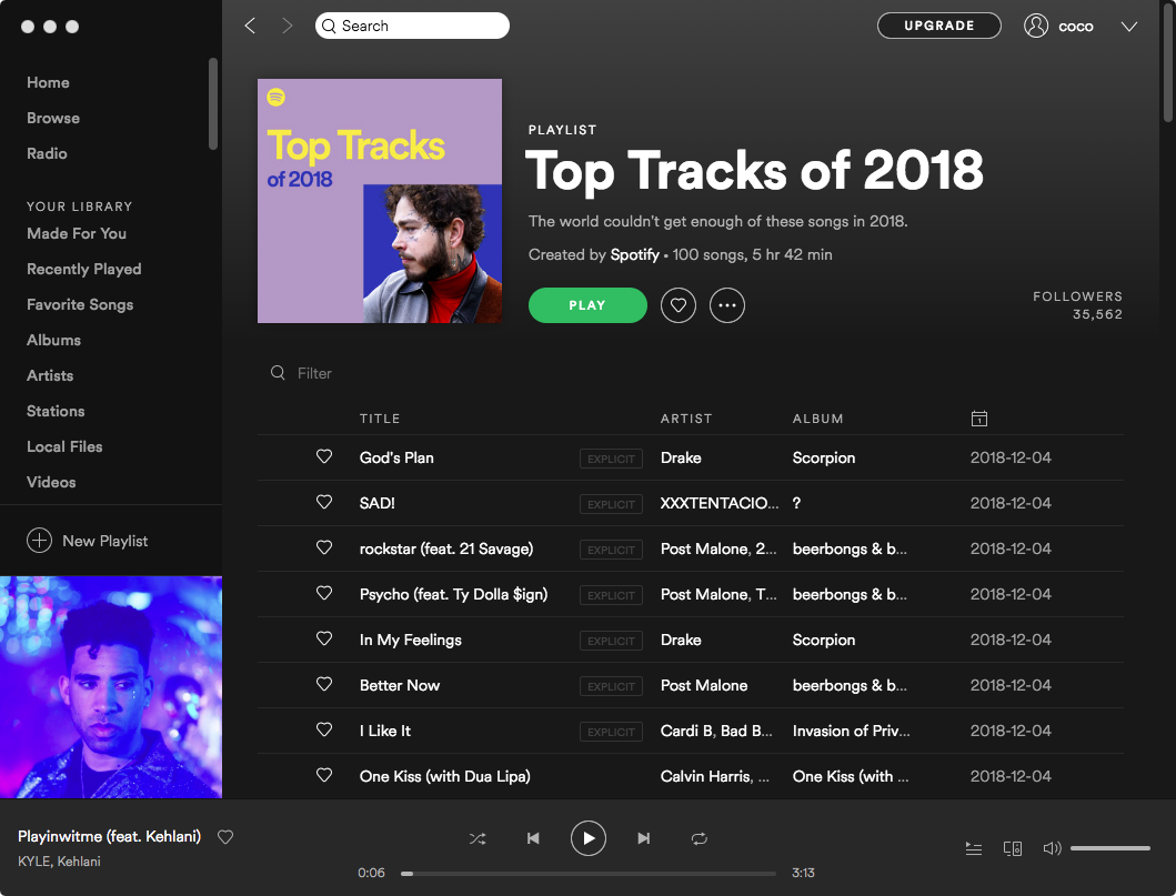 How to download tracks of 2018 on Spotify?