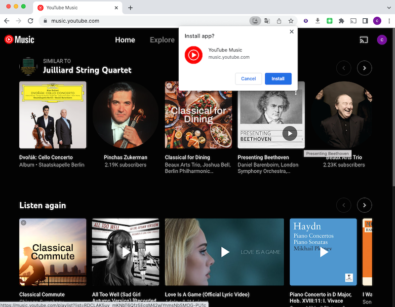 YouTube Music desktop app