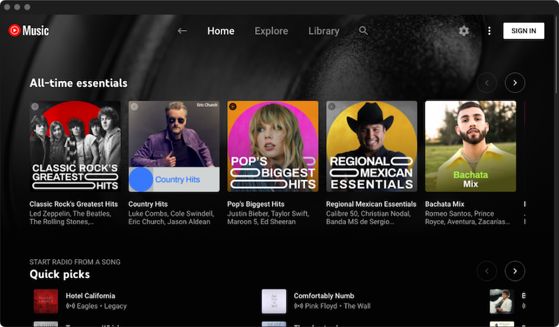 YouTube Music desktop